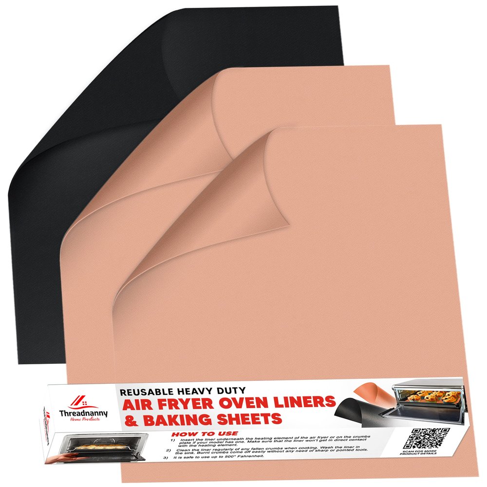 Teflon Sheets for Baking (3-Pack) Bundled with ninja foodi air fryer liners (1-Pack) - Baking Sheets for Oven and Air Fryer Oven Mat 12" x 12" - Reusable & Heat Resistant