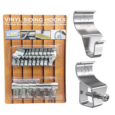 NACETURE Vinyl Siding Hooks & Screws - 16 Pack Heavy Duty No-Hole Needed Stainless Steel Hanger for Outdoor Mount Home Security Camera