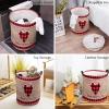 Valentine's Day Large Laundry Basket, Waterproof Laundry Hamper for Baby Clothes, Red Black Plaid Love Heart Retro Wood Grain Lace Foldable Laundry Baskets with Handles, 13.8''x17'' view 4