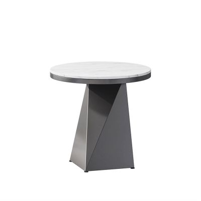 ARZARF Round Side Table Modern Geometric Metal Frame Small Coffee Table Living Room Office Slate Coffee Table Bedroom Bedside Table (Size : Large)