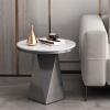 ARZARF Round Side Table Modern Geometric Metal Frame Small Coffee Table Living Room Office Slate Coffee Table Bedroom Bedside Table (Size : Large) view 2