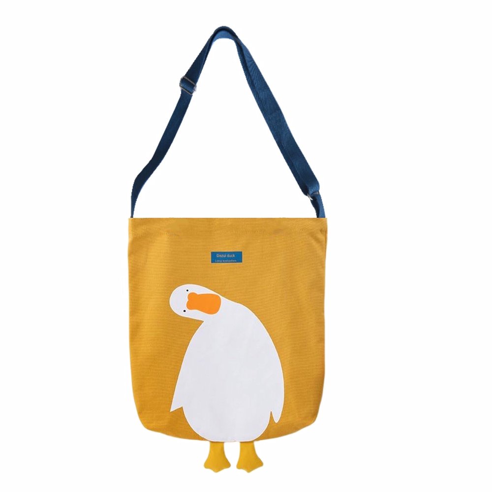 AWXZOM Cute Canvas Tote Bag - Graphic Tote Bags - Funny Lunch Grocery Bag (Yellow Duck 2)