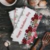 Chucoco Happy Valentine's Day Kitchen Towel Absorbent Dish Towels Love Heart Red Rose 3 Pack Soft Reusable Hand Towel Washing Cloths, Quick Drying Hanging Terry for Home Cleaning White view 2