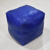 Rugsotic Carpets Square Shaped Goat Leather Handmade Eco-Friendly Blue Pouf - 16" x 16" x 16", Plain Solid, Recycled Foam with Fibre Fill Stuffed, Seating PF12 view 2