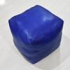 Rugsotic Carpets Square Shaped Goat Leather Handmade Eco-Friendly Blue Pouf - 16" x 16" x 16", Plain Solid, Recycled Foam with Fibre Fill Stuffed, Seating PF12 view 3