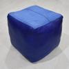 Rugsotic Carpets Square Shaped Goat Leather Handmade Eco-Friendly Blue Pouf - 16" x 16" x 16", Plain Solid, Recycled Foam with Fibre Fill Stuffed, Seating PF12 view 4