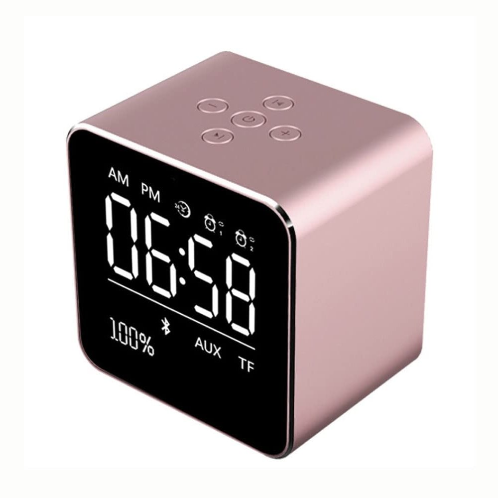 XARONF Digital Alarm Clock, Dual Alarm Clock, Mirrored LED Clock with USB Charger Ports | Easy Snooze Function | 3 Adjustable Brightness Suitable for Bedroom Home Office (Color : Pink)