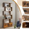 6-Tier Bookshelf with Cabinet, S-Shaped Freestanding Shelf Cabinet with Doors, Anti-Tipping Device, Wood Geometric Bookcase for Living Room, Home Office (1, Rustic Brown) view 4