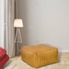 Rugsotic Carpets Square Shaped Goat Leather Handmade Eco-Friendly Beige Pouf - 21" x 21" x 12", Plain Solid, Recycled Foam with Fibre Fill Stuffed, Seating Pouf PF08 view 1