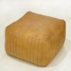 Rugsotic Carpets Square Shaped Goat Leather Handmade Eco-Friendly Beige Pouf - 21" x 21" x 12", Plain Solid, Recycled Foam with Fibre Fill Stuffed, Seating Pouf PF08 view 2