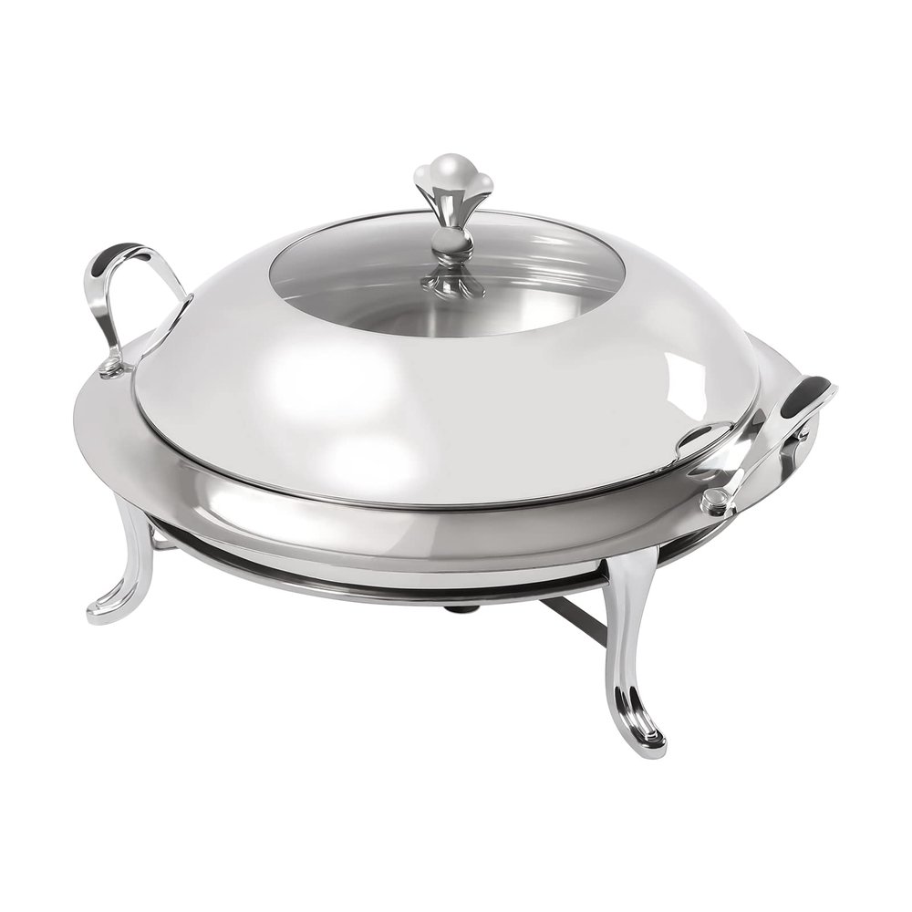 Fetcoi Round Chafing Dish, 3.17QT Stainless Steel Buffet Warmer Tray with Lid and Chafing Fuel Holder for Kitchen Party Dining Buffet Catering Event Parties (Silver)