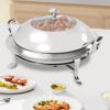 Fetcoi Round Chafing Dish, 3.17QT Stainless Steel Buffet Warmer Tray with Lid and Chafing Fuel Holder for Kitchen Party Dining Buffet Catering Event Parties (Silver) view 2
