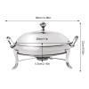 Fetcoi Round Chafing Dish, 3.17QT Stainless Steel Buffet Warmer Tray with Lid and Chafing Fuel Holder for Kitchen Party Dining Buffet Catering Event Parties (Silver) view 3