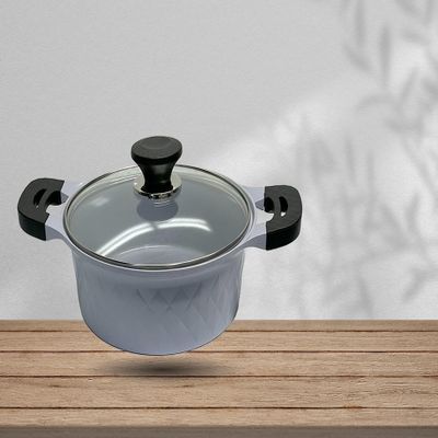 3.7 QT Ceramic Sauce Pot with Lid, 9-1/2'' Cooking Pot With Lid, MADE IN KOREA