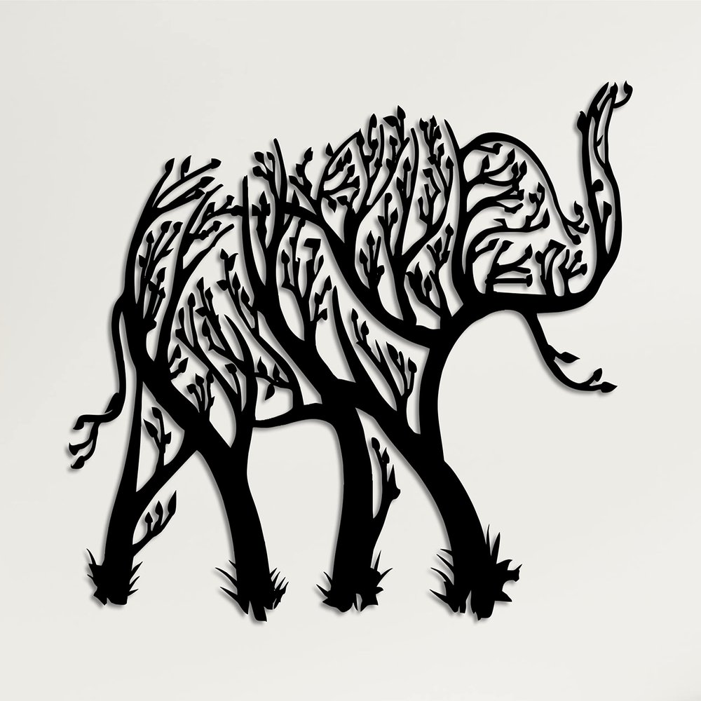 DEKADRON Elephant Metal Wall Art, Elephant Gifts, Elephant Metal Wall Decor, Home Office Decor, Indoor Outdoor Wall Sign, Outdoor Farmhouse Art (*35" W x 25" H / 90x63cm)