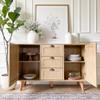 PHI VILLA Rattan Cabinet - Sideboard Buffet Accent Cabinet with Doors and Drawers, Rattan Console Table view 3