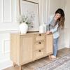 PHI VILLA Rattan Cabinet - Sideboard Buffet Accent Cabinet with Doors and Drawers, Rattan Console Table view 4