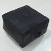 Square Shaped Buffalo Leather Handmade Eco-Friendly Black Pouf - Square Pouf, 21" x 21" x 12", Geometric Pouf, Buffalo Leather Pouf, Recycled Foam with Fibre Fill Stuffed Pouf, Seating Pouf PF25 view 3