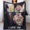 AMAPARK Personalized Blanket Customized Blankets with Picture Collage Custom Gifts for Mother Father Christmas Halloween Thanksgiving Wedding Valentine's Day Gift, 3 Photos Collage - Style 2, 71"x91" view 2