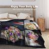 AMAPARK Personalized Blanket Customized Blankets with Picture Collage Custom Gifts for Mother Father Christmas Halloween Thanksgiving Wedding Valentine's Day Gift, 3 Photos Collage - Style 2, 71"x91" view 4
