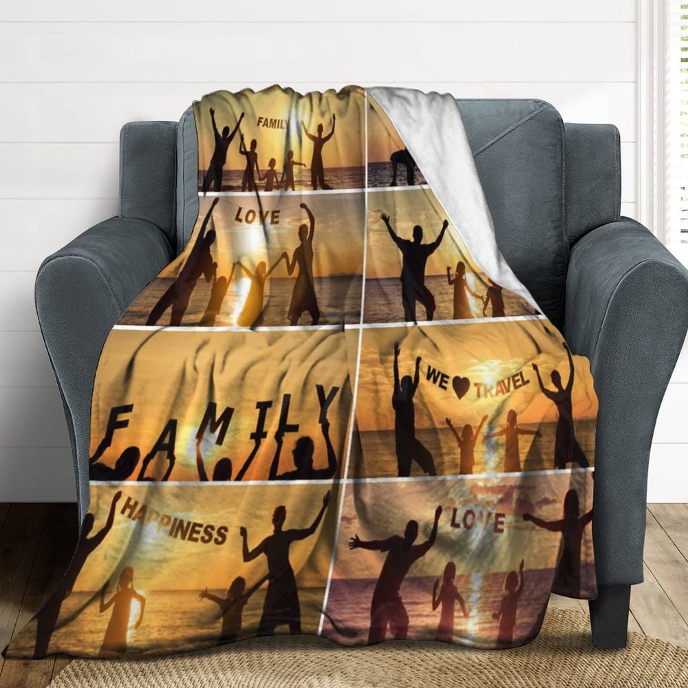 AMAPARK Customize Blankets with Photos, Personalized Flannel Fleece Blankets for Family Birthday Anniversary Wedding Gift Fits Couch Sofa Bedroom Living Room, 8 Photos Collage, 71"x71"