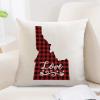 Black Red Plaid US States Map Throw Pillow Covers Idaho Love Cushion Case Happy Valentine's Day Love Heart Pillow Cover Hidden Zipper Idaho Pillow Case Decor for Sofa Bedroom Chair 18x18in view 1