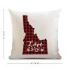 Black Red Plaid US States Map Throw Pillow Covers Idaho Love Cushion Case Happy Valentine's Day Love Heart Pillow Cover Hidden Zipper Idaho Pillow Case Decor for Sofa Bedroom Chair 18x18in view 2