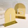 UNIQOOO Gold Mirror Arch Wedding Table Numbers with Stands 1-20, 5x7 Acrylic Display Signs and Holders, Pack of 20, Perfect for Centerpiece, Reception, Decoration, Party, Anniversary, Event view 3