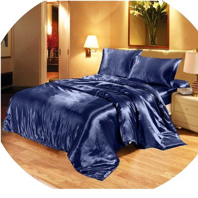 Ropulance Bedding Silk Satin Duvet with Fitted Sheet Set 4 Pcs, Silk Satin Duvet Cover, Silk Fitted Sheet 19" Deep Pocket, Silk Satin Pillowcases, Luxurious & Soft Sheets !!(Navy Blue,Full)