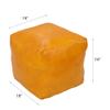 Rugsotic Carpets PF12 Square Goat Leather Handmade Eco-Friendly Mustard Pouf - 18" x 18" x 18", Plain Solid, Recycled Foam with Fibre Fill Stuffed view 2