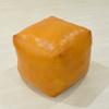 Rugsotic Carpets PF12 Square Goat Leather Handmade Eco-Friendly Mustard Pouf - 18" x 18" x 18", Plain Solid, Recycled Foam with Fibre Fill Stuffed view 3