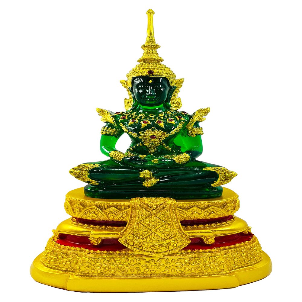 BUDDHO Emerald Buddha Statue Summer Meditating Seated 11" H. Thai Buddha Statue Room Decor Home Decor Buddha Statue for Home Small Gift Office Gift Sculpture Figurines