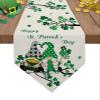 St. Patrick's Day Gnome Burlap Table Runner,Green Shamrock Retro Table Runners,Cotton Linen Dresser Scarves for Farmhouse Kitchen Dinning Party Holiday Decor Outdoor 70 inches Long view 1