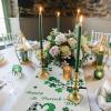 St. Patrick's Day Gnome Burlap Table Runner,Green Shamrock Retro Table Runners,Cotton Linen Dresser Scarves for Farmhouse Kitchen Dinning Party Holiday Decor Outdoor 70 inches Long view 2