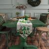 St. Patrick's Day Gnome Burlap Table Runner,Green Shamrock Retro Table Runners,Cotton Linen Dresser Scarves for Farmhouse Kitchen Dinning Party Holiday Decor Outdoor 70 inches Long view 4