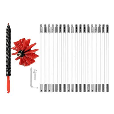 chimney sweep kit Chimney Sweep Kit, Chimney Cleaning Tools, Chimney Cleaning System With 6/9/12/15/18 Rods And A Brush Head, Rotary Drill Drive Chimney Brush Kit For Cleaning Fireplace ( Color : 18 R
