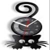 30cm Wall Clock Crazy Cat Lady Wall Art Silhouette Cat Funny Tail Home Decoration Wall Clock Black Vinyl Record Clock Cat Pet Lover view 1