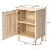 Rattan Nightstand Set of 2, Rattan Cabinet, Nightstand with Rattan Decorated Door and Solid Wood Legs, End Table with Storage for Bedroom, Living Room, Hallway and Small Spaces, Rustic Natural view 3