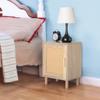 Rattan Nightstand Set of 2, Rattan Cabinet, Nightstand with Rattan Decorated Door and Solid Wood Legs, End Table with Storage for Bedroom, Living Room, Hallway and Small Spaces, Rustic Natural view 4