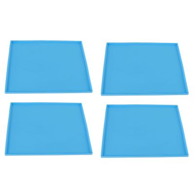 4Pcs Silicone Dehydrator Mats with Edge, Silicone Sheets Nonstick Silicone Tray Liner for Fruit Leather Liquid Fruits Meat Vegetables Herbs(Blue)