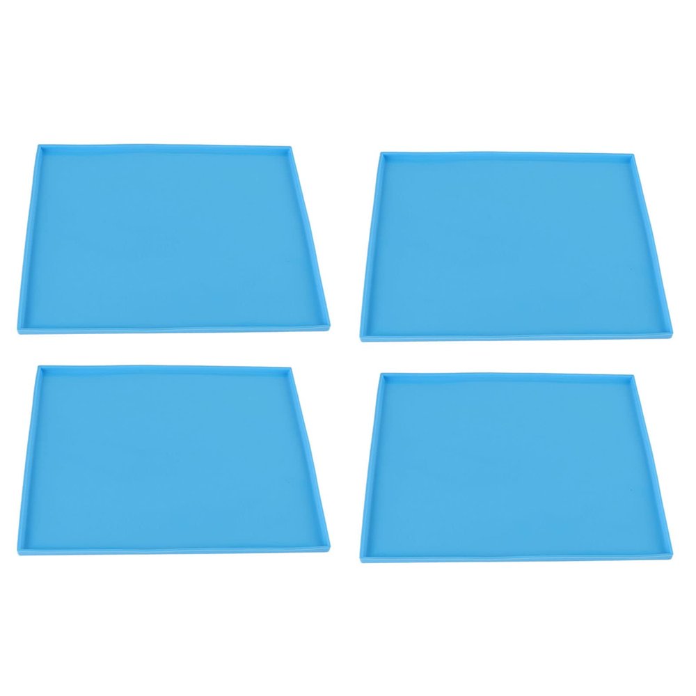4Pcs Silicone Dehydrator Mats with Edge, Silicone Sheets Nonstick Silicone Tray Liner for Fruit Leather Liquid Fruits Meat Vegetables Herbs(Blue)