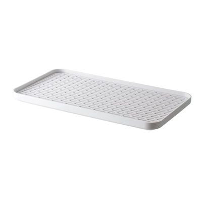 Drain Tray, Dish Drainer Drying Rack Non Slip Serving Tray Drain Board for Kitchen Counter Tea Tray for Cup Bowl Fruit Drain Tray for Sink, Coffee Table, Outdoor(L)