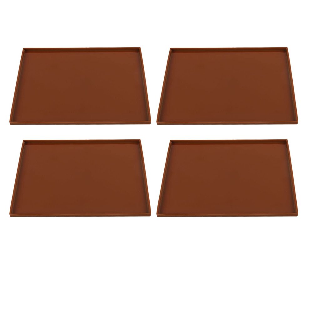 4Pcs Silicone Dehydrator Mats with Edge, Silicone Sheets Nonstick Silicone Tray Liner for Fruit Leather Liquid Fruits Meat Vegetables Herbs(Brown)