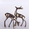 2Pcs Brass Couple Deer Sculpture,Pakistan Metal Hand-Carved Copper Animal Elk Statue Model Crafts Desktop Ornament Bar Home Living Room Bookshelf Wine Cabinet Decor Accessories view 1