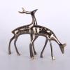 2Pcs Brass Couple Deer Sculpture,Pakistan Metal Hand-Carved Copper Animal Elk Statue Model Crafts Desktop Ornament Bar Home Living Room Bookshelf Wine Cabinet Decor Accessories view 2