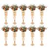 10 * 19.7" H Gold Wedding Flower Vases for Centerpieces with Crystal Beads Metal Trumpet Vase Tables Wedding Centerpieces Metal Flower Road Lead Stand for Birthday, Event, Home Decor view 1
