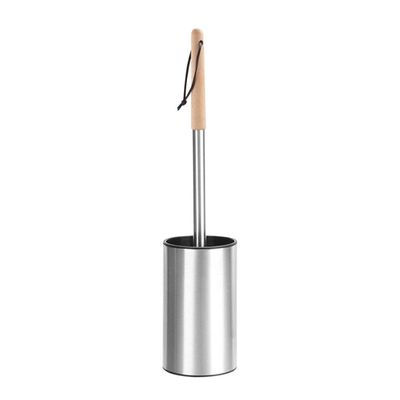 NOVOCE Toilet Brush with Holder Stainless Steel Toilet Brush Holder Free Standing BrushToilet Brush Set Bathroom WC Long Handle Loo Brush Scrubber (Color : Wooden Handle)