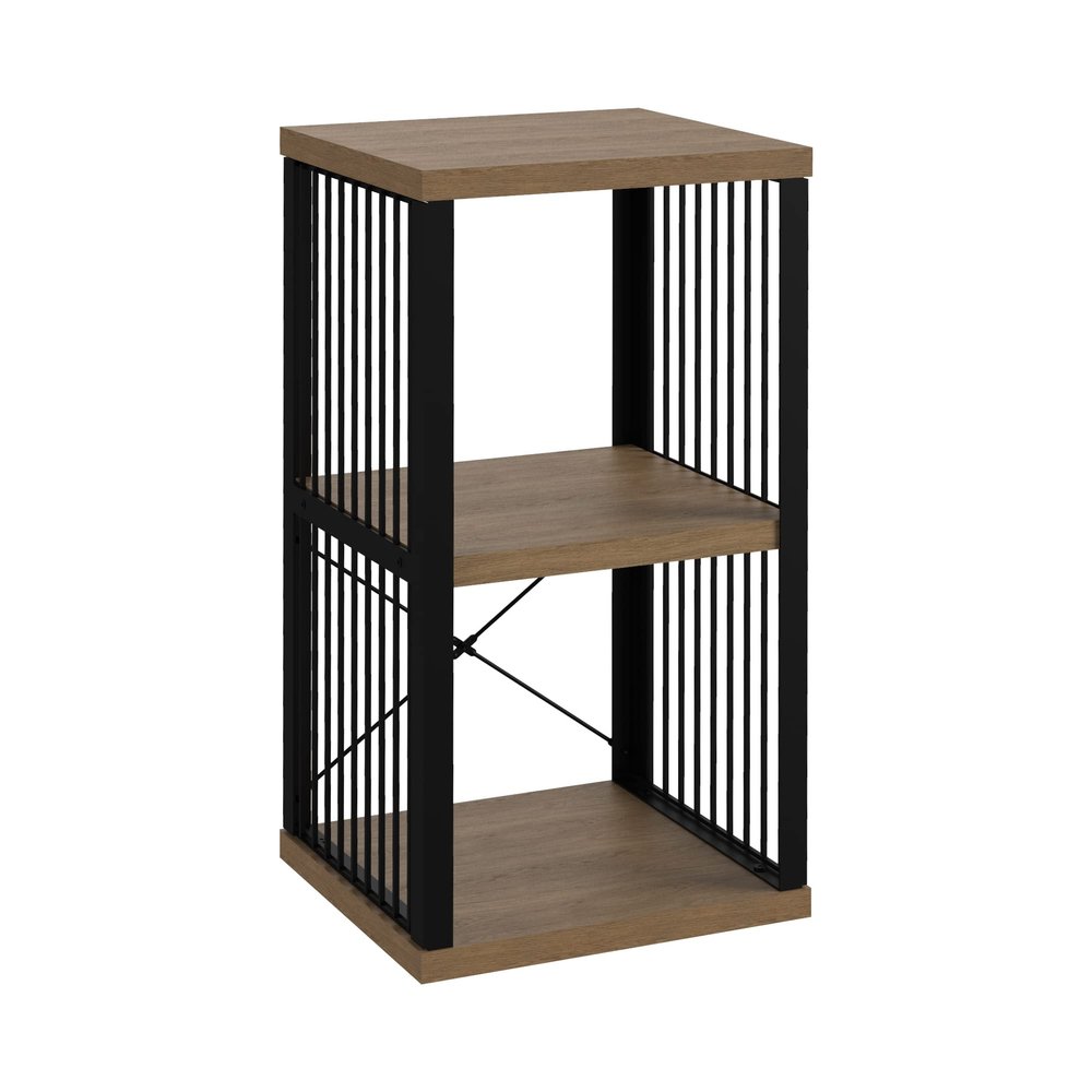 ClosetMaid 2-Cube Storage Organizer Bookshelf, Storage Shelf, Metal Frame, Wood Shelves, Easy Assembly, Black/Wheat