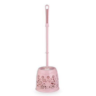 NOVOCE Toilet Brush with Holder Plastic Home Toilet Brush Holder Stand Guard Set Bathroom Cleaning Tools Cleaning Brush Long Handle Toilet Brush (Color : Pink)