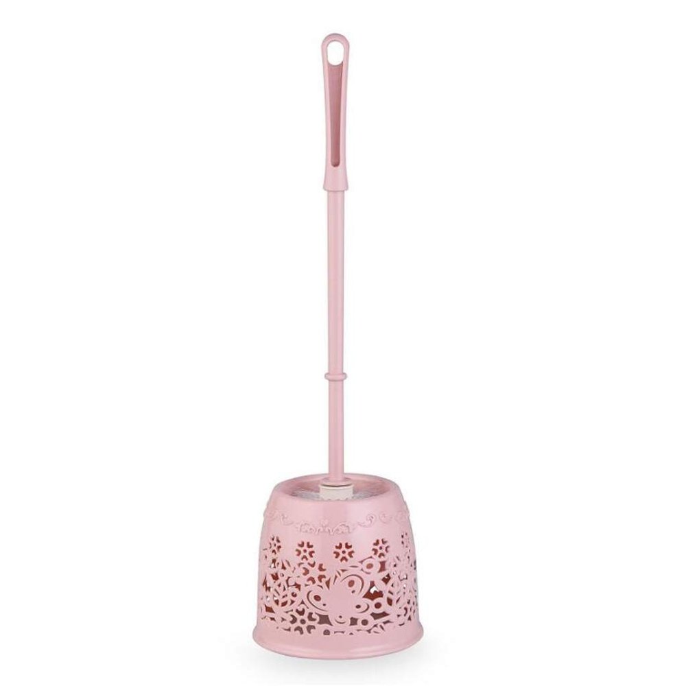 NOVOCE Toilet Brush with Holder Plastic Home Toilet Brush Holder Stand Guard Set Bathroom Cleaning Tools Cleaning Brush Long Handle Toilet Brush (Color : Pink)
